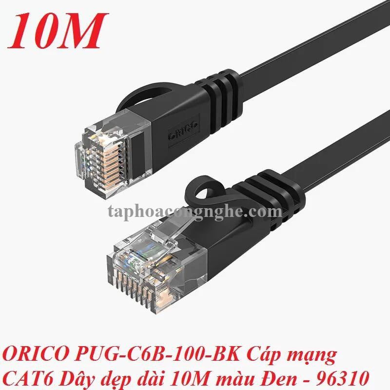 Orico 96301 PUG-C6B-100-BK CAT6 Dây dẹp 10M màu Đen Cáp mạng 30096301